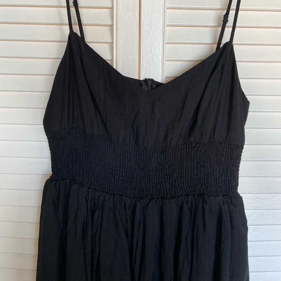 Black Smocked Midi Dress, WITH POCKETS! (size large) - Picture 3 of 4